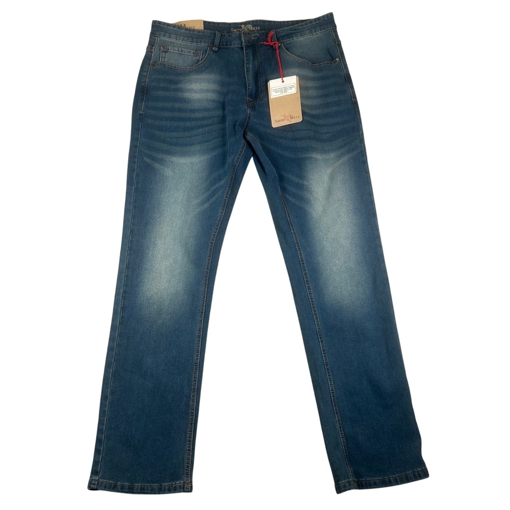 Smith & Mills Mens Slim Fit Stretch Jeans Golden Tint Blue 36x32 SM-11000225 NWT